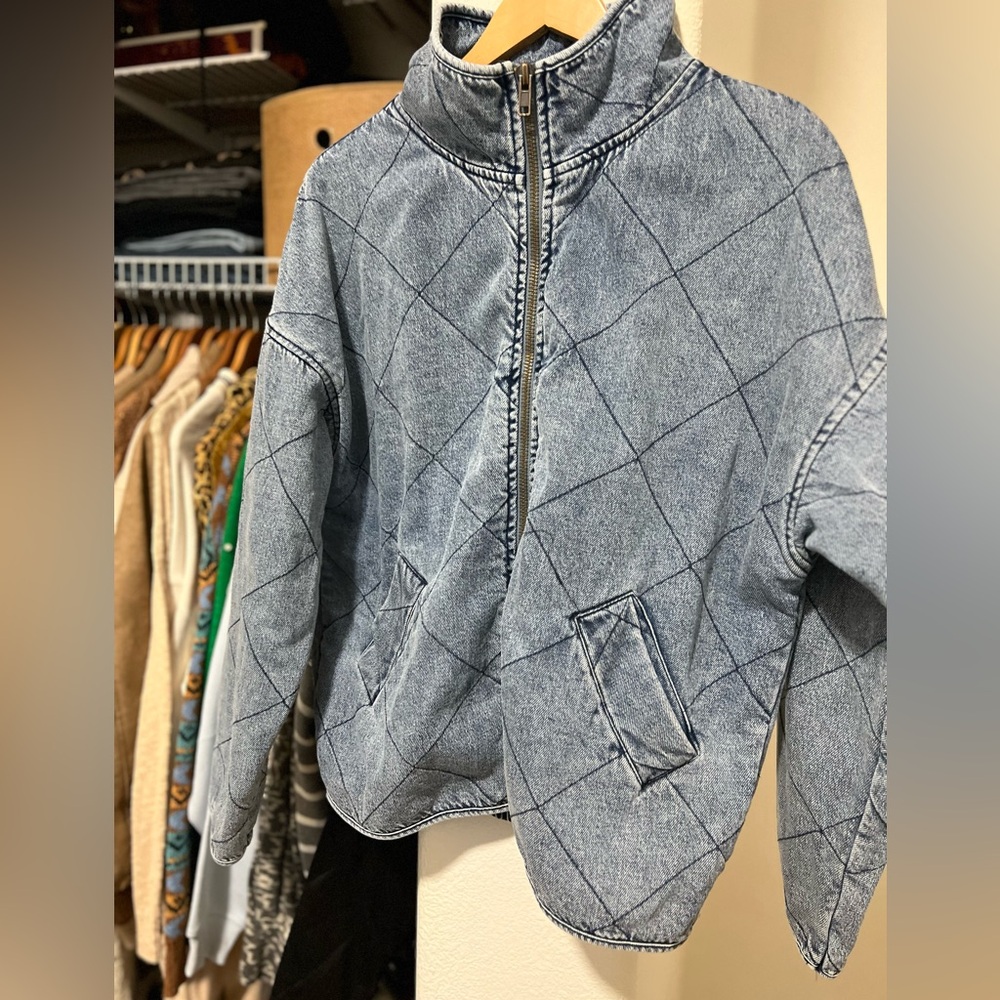 BY TOGETHER 100% Cotton Oversized Zip Up Jean Jacket - Picture 3 of 8